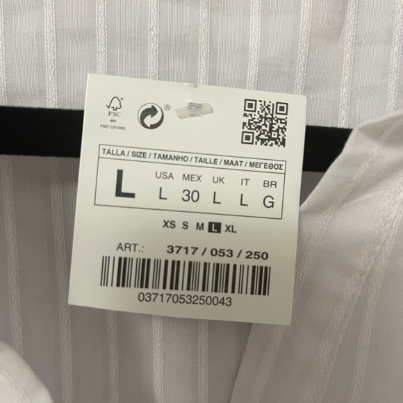 Zara white striped ruffle button up blouse - Picture 3 of 4